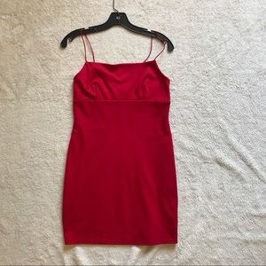Red mini dress with spaghetti straps